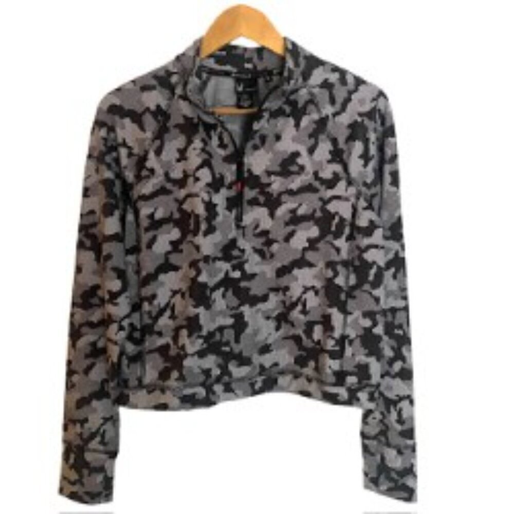 Spyder Active Half Zip Black & Gray Camo Print Top Medium
